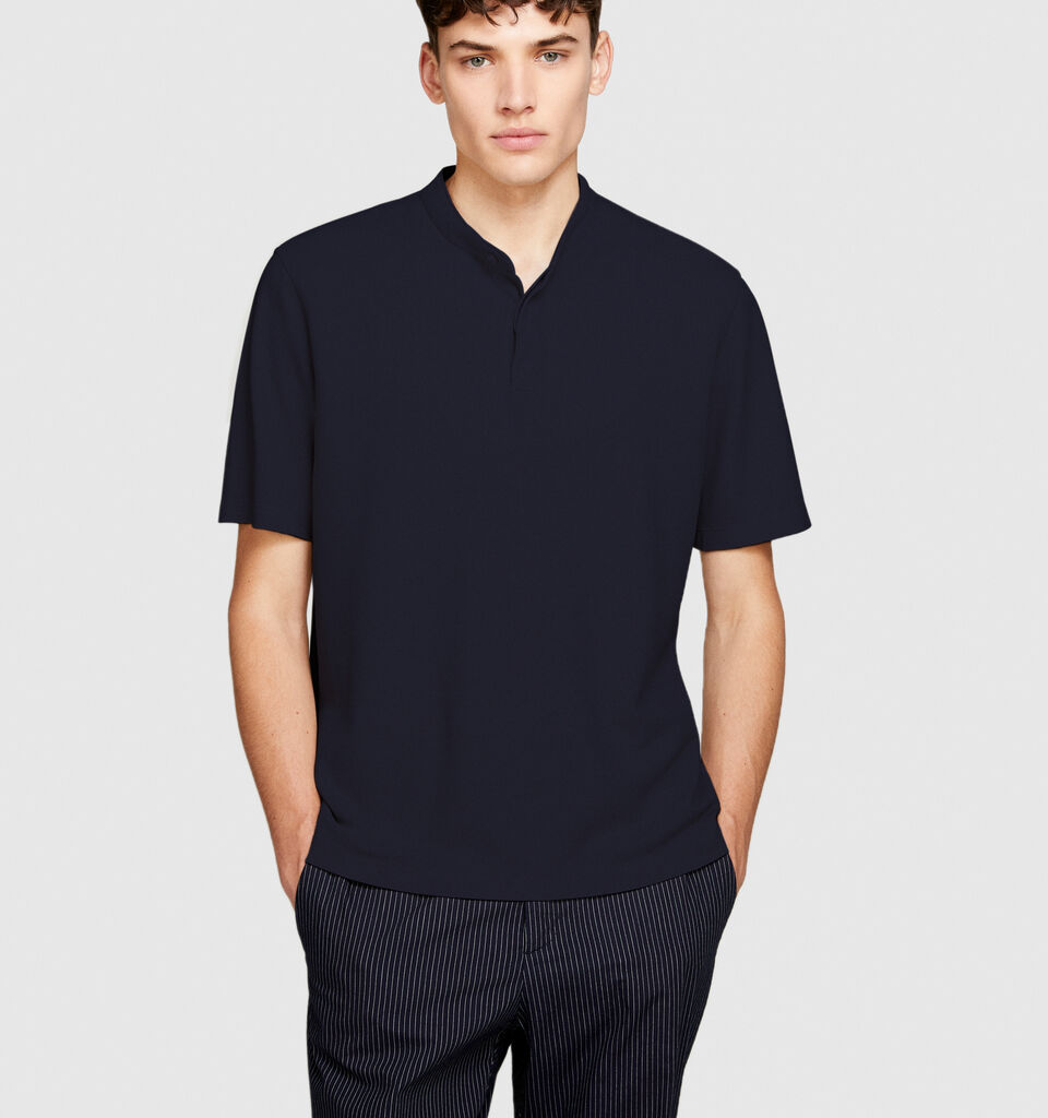 T-shirt in pique - men's short sleeve t-shirts - Dark Blue | Sisley image number 4